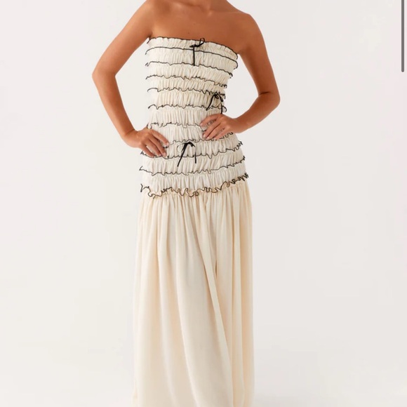 Peppermayo Dresses & Skirts - Peppermayo Cream Maxi Dress with Black Trim